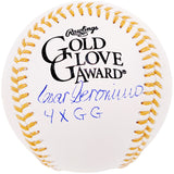 Cesar Geronimo Autographed Official Gold Glove MLB Baseball Cincinnati Reds "4x GG" Beckett BAS Witness Stock #209351