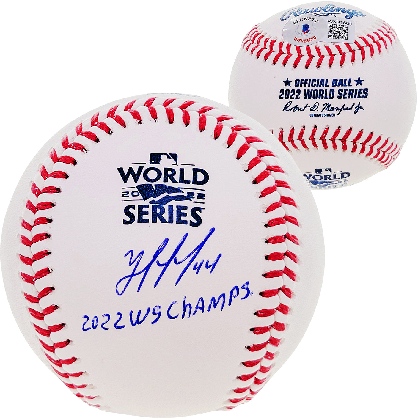 Yordan Alvarez Autographed Official 2022 World Series MLB Baseball Houston Astros "2022 WS Champs" Beckett BAS Witness Stock #210089