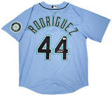 Seattle Mariners Julio Rodriguez Autographed Light Blue Nike Spring Training Jersey Size L Beckett BAS Witness Stock #210098