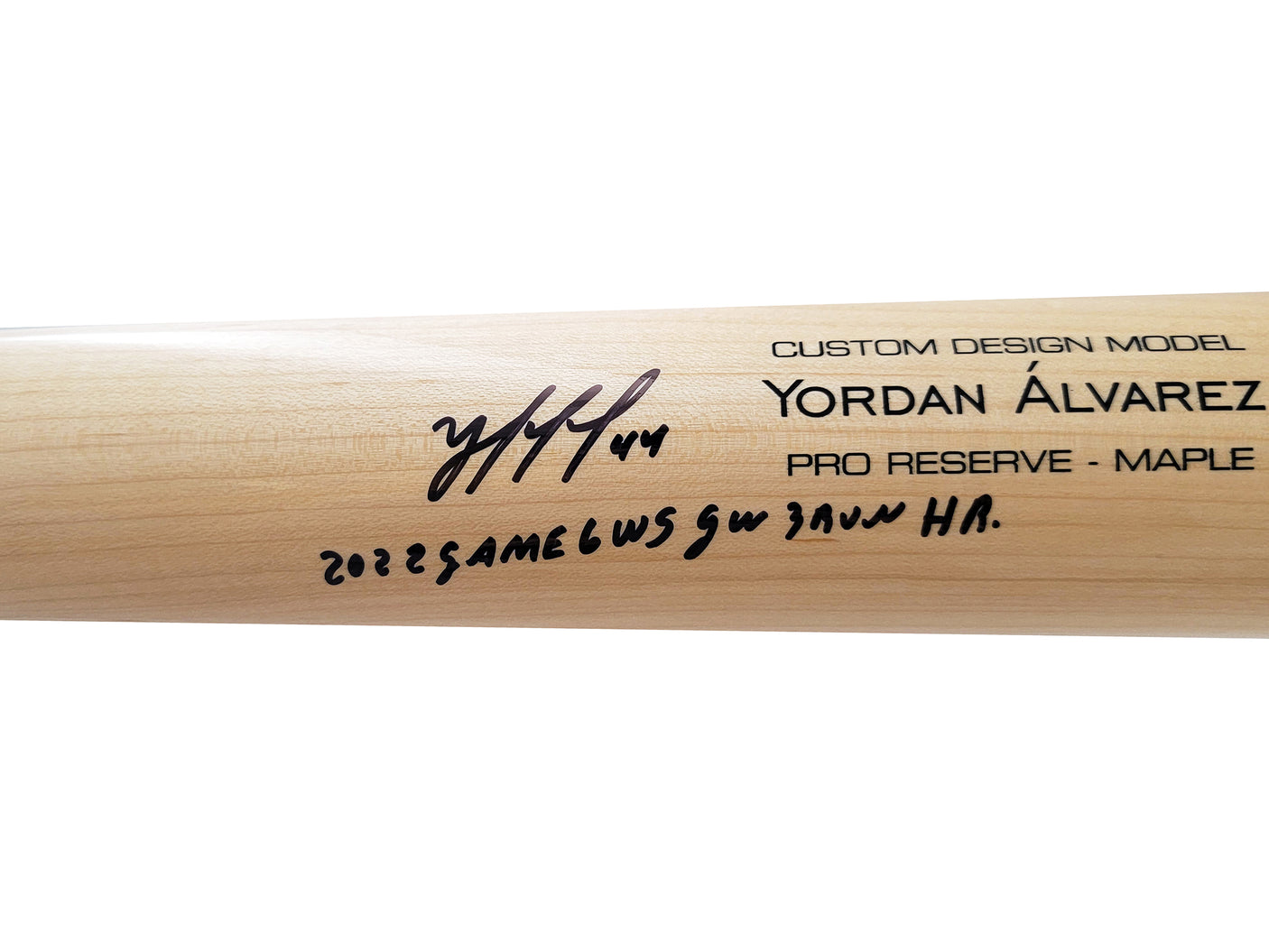 Yordan Alvarez Autographed Blonde Victus Player Model Bat Houston Astros "2022 Game 6 WS GW 3 Run HR" Beckett BAS Witness Stock #210082