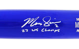 Marcus Semien Autographed Blue/White Marucci Player Model Bat Texas Rangers "23 WS Champs" Beckett BAS Witness Stock #221357