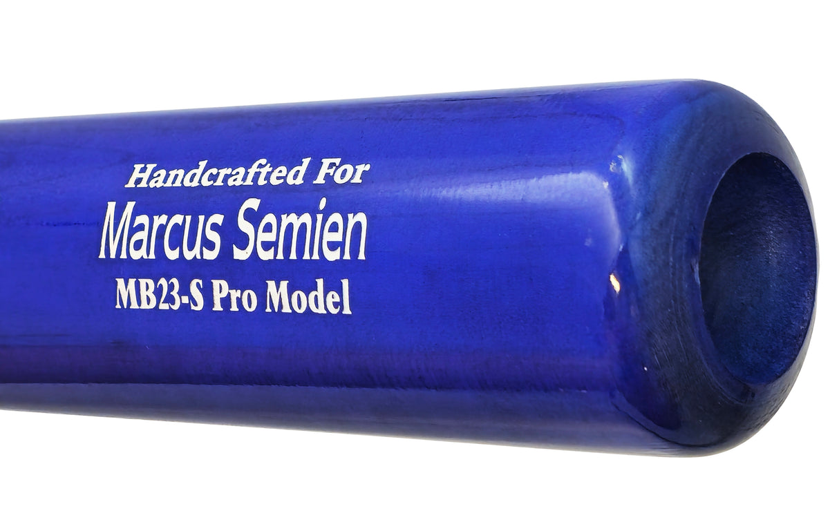 Marcus Semien Autographed Blue/White Marucci Player Model Bat Texas Rangers "23 WS Champs" Beckett BAS Witness Stock #221357