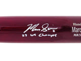 Marcus Semien Autographed Maroon/Navy Marucci Player Model Bat Texas Rangers "23 WS Champs" Beckett BAS Witness Stock #221358