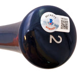 Marcus Semien Autographed Maroon/Navy Marucci Player Model Bat Texas Rangers "23 WS Champs" Beckett BAS Witness Stock #221358