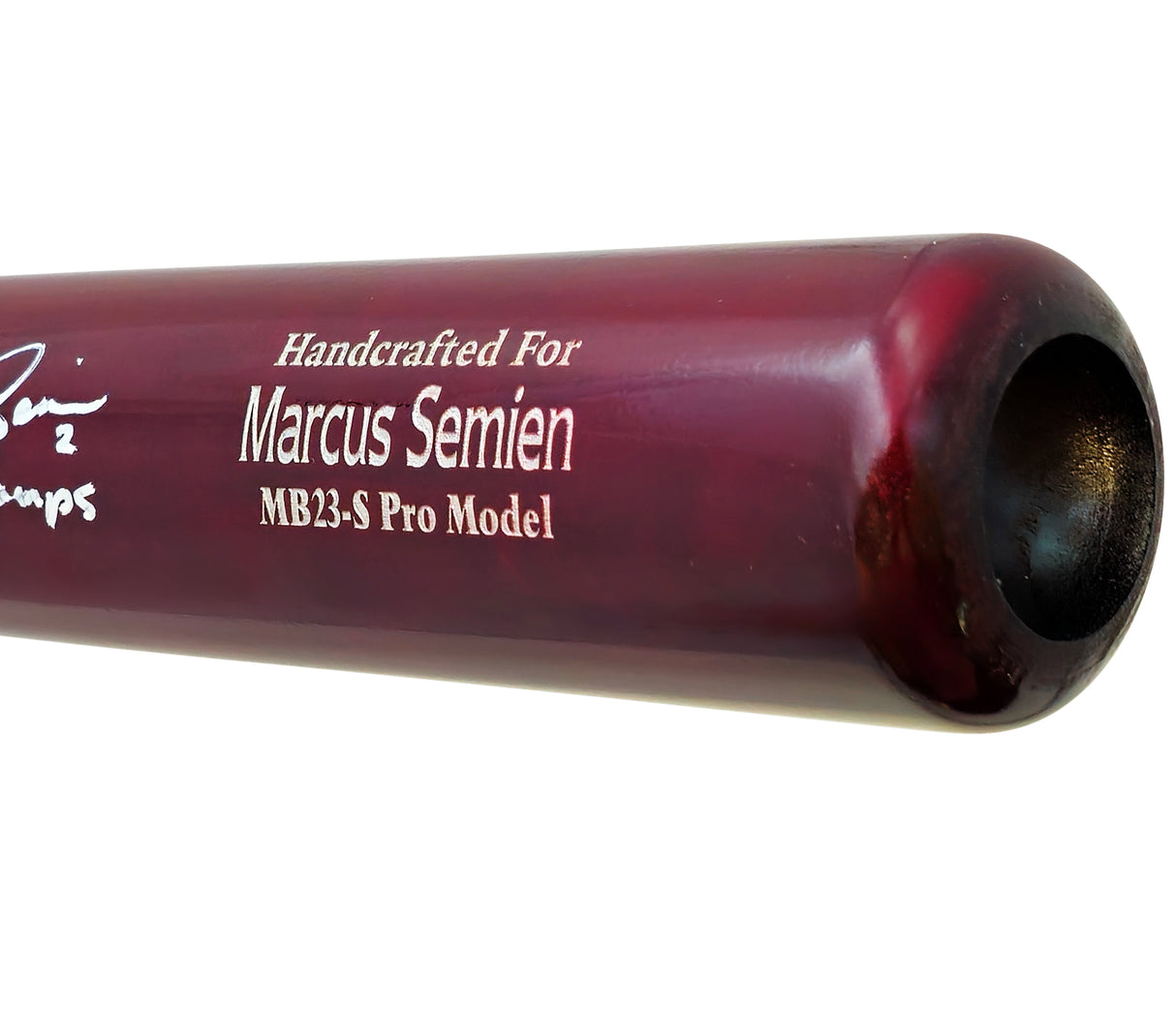 Marcus Semien Autographed Maroon/Navy Marucci Player Model Bat Texas Rangers "23 WS Champs" Beckett BAS Witness Stock #221358
