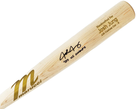 Josh Jung Autographed Blonde Marucci Player Model Bat Texas Rangers "23 WS Champs" Beckett BAS Witness Stock #221361