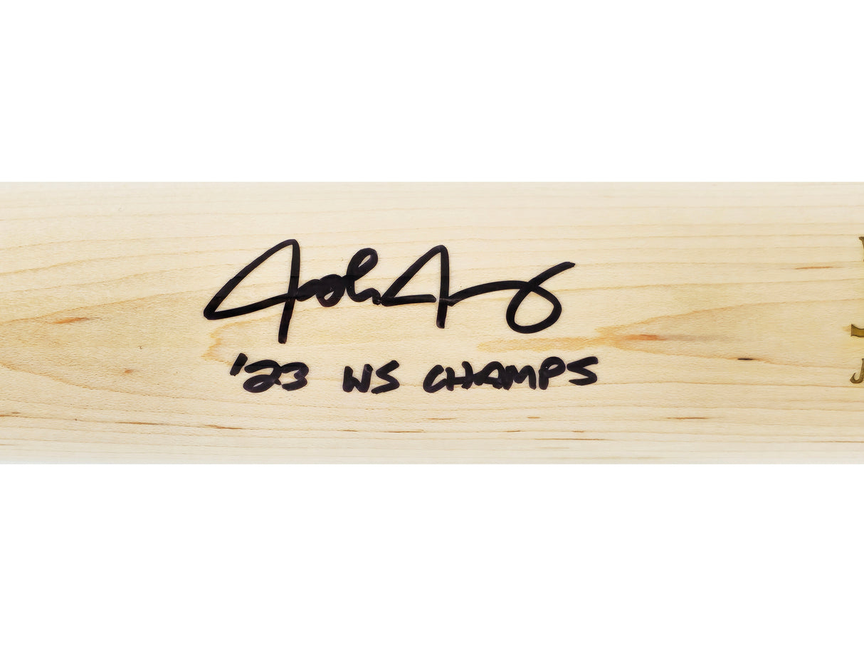 Josh Jung Autographed Blonde Marucci Player Model Bat Texas Rangers "23 WS Champs" Beckett BAS Witness Stock #221361