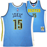 Denver Nuggets Nikola Jokic Autographed Blue Authentic Mitchell & Ness 2016 HWC Swingman Rookie Year Jersey Size L JSA Stock #221500