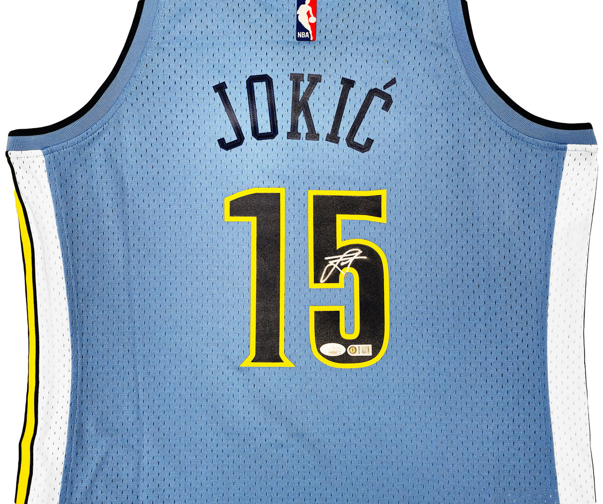 Denver Nuggets Nikola Jokic Autographed Blue Authentic Mitchell & Ness 2016 HWC Swingman Rookie Year Jersey Size L JSA Stock #221500