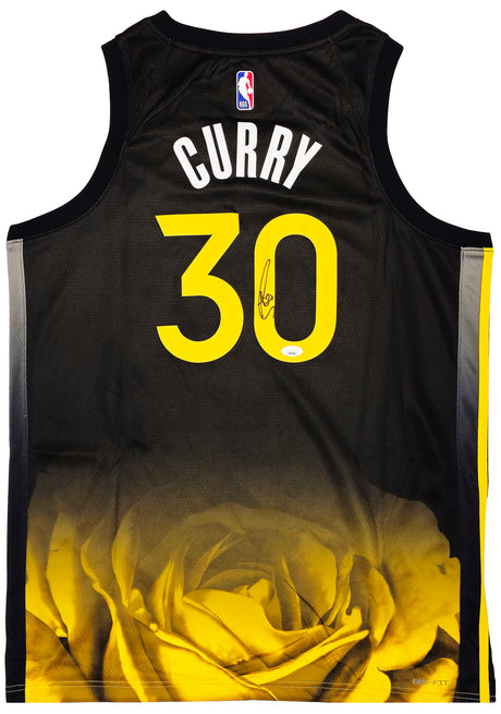 Golden State Warriors Stephen Curry Autographed Black Nike Swingman City Edition Jersey Size 48 JSA Stock #221491