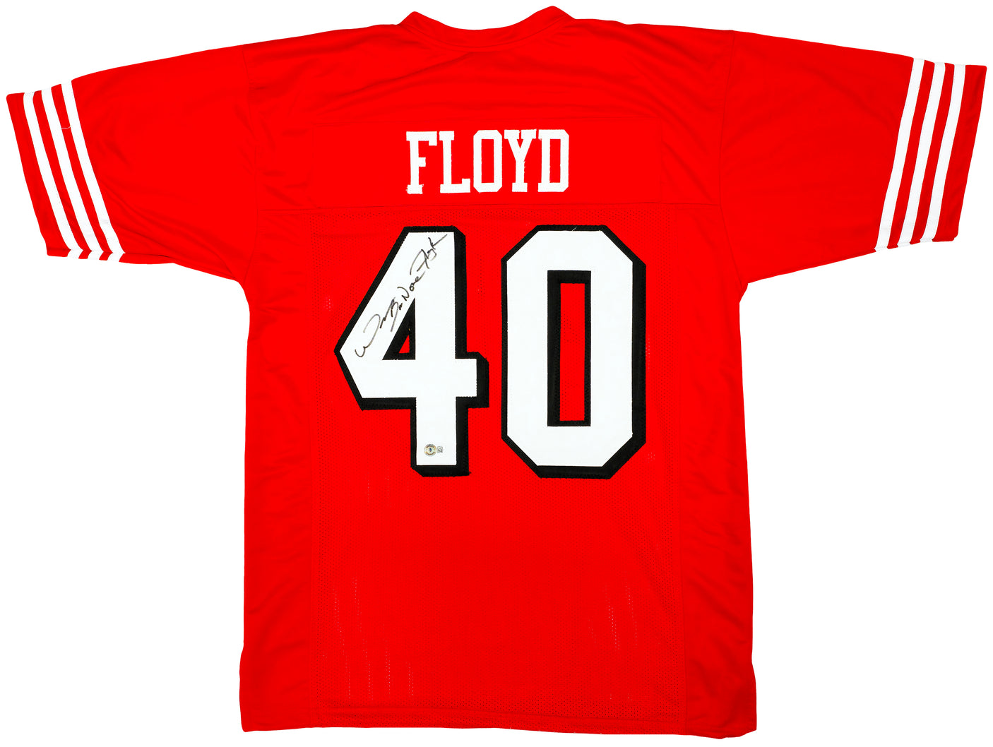 San Francisco 49ers William Floyd Autographed Red Jersey Beckett BAS QR Stock #221158