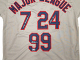 Major League Charlie Sheen, Corbin Bernsen & Tom Berenger Autographed Gray Jersey Beckett BAS Witness Stock #221308