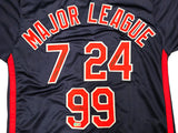Major League Charlie Sheen, Corbin Bernsen & Tom Berenger Autographed Navy Jersey Beckett BAS Witness Stock #221307
