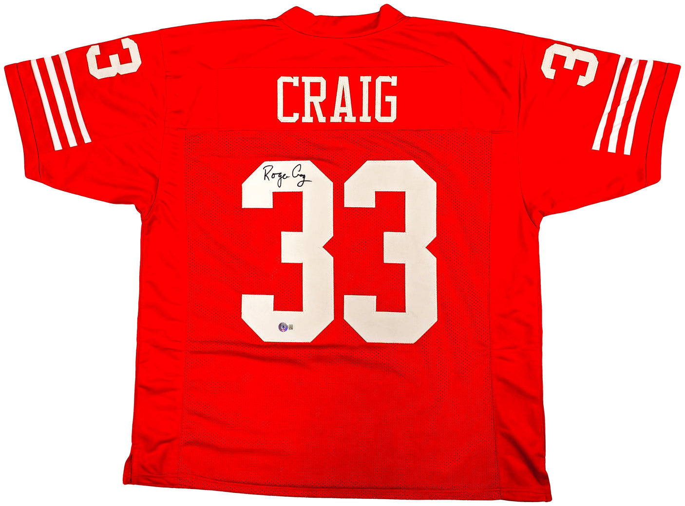 San Francisco 49ers Roger Craig Autographed Red Jersey Beckett BAS Witness Stock #221288