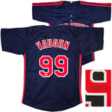 Charlie Sheen Autographed Navy Jersey Major League Ricky 'Wild Thing' Vaughn Beckett BAS Witness Stock #221304