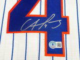 New York Mets Francisco Alvarez Autographed White Nike Jersey Size XL Beckett BAS Witness Stock #221298
