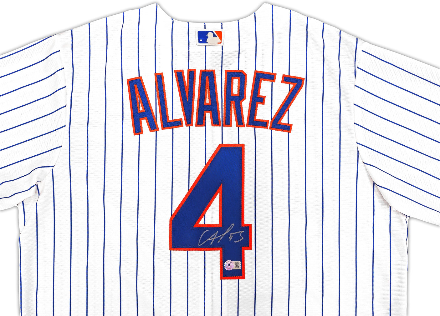 New York Mets Francisco Alvarez Autographed White Nike Jersey Size L Beckett BAS Witness Stock #221297