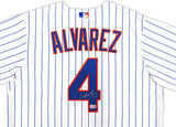 New York Mets Francisco Alvarez Autographed White Nike Jersey Size L Beckett BAS Witness Stock #221297