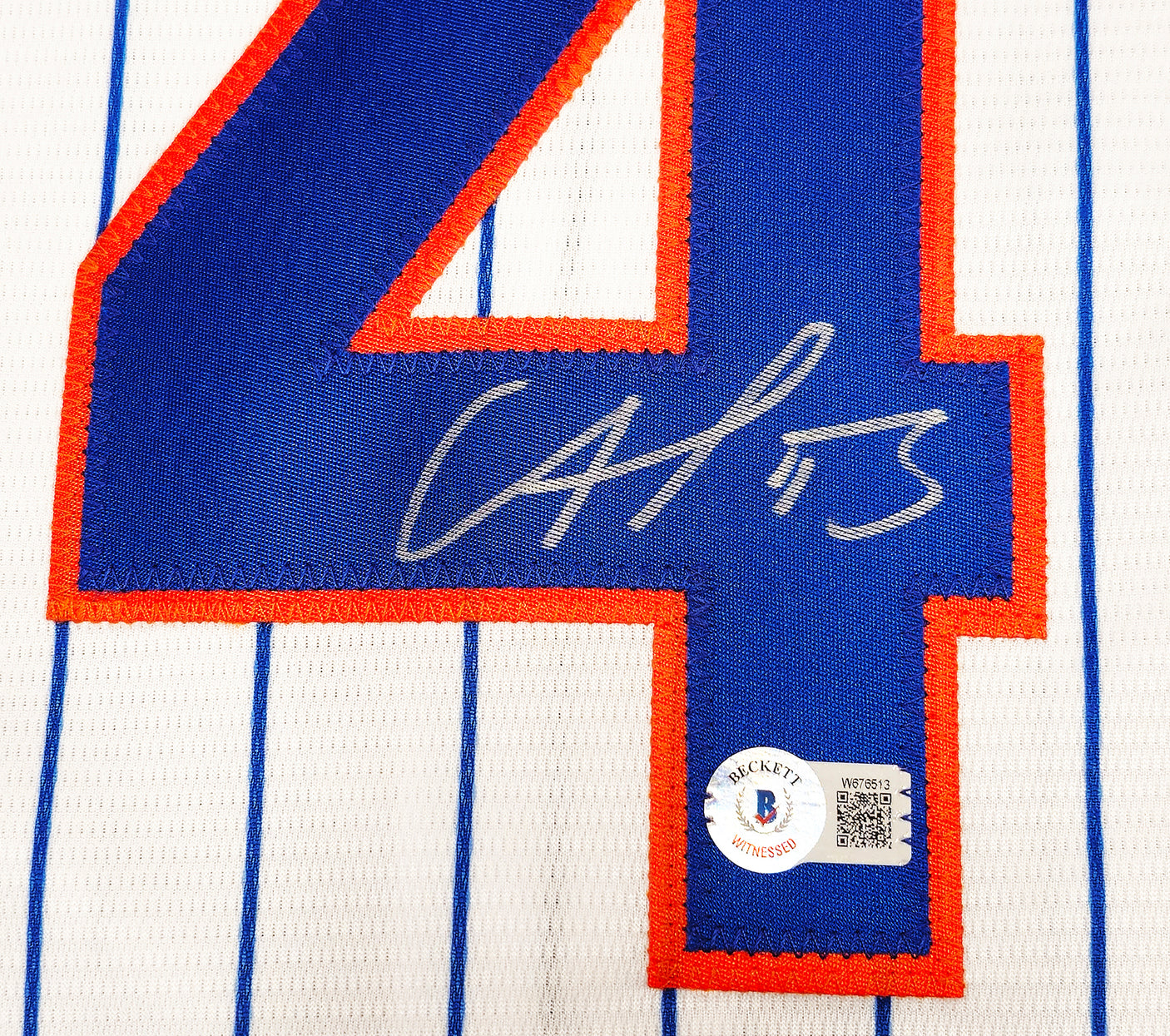 New York Mets Francisco Alvarez Autographed White Nike Jersey Size L Beckett BAS Witness Stock #221297