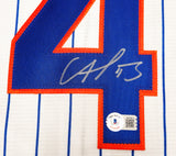 New York Mets Francisco Alvarez Autographed White Nike Jersey Size L Beckett BAS Witness Stock #221297