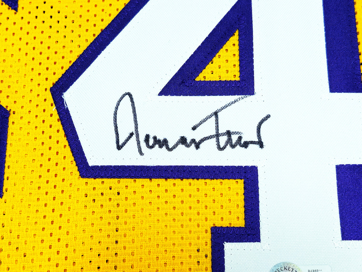 Los Angeles Lakers Jerry West Autographed Yellow Jersey Beckett BAS QR Stock #221334