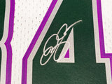 Milwaukee Bucks Ray Allen Autographed White Authentic Mitchell & Ness 1996-97 Ray Allen HWC Swingman Jersey Size L Beckett BAS Witness Stock #221293