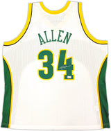 Seattle Sonics Ray Allen Autographed White Authentic Mitchell & Ness 2006-07 Ray Allen HWC Swingman Jersey Size XXL Beckett BAS Witness Stock #221296