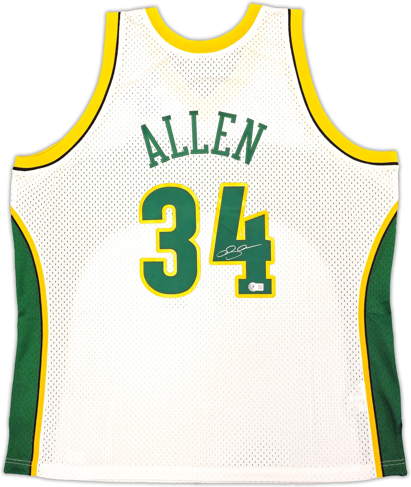 Seattle Sonics Ray Allen Autographed White Authentic Mitchell & Ness 2006-07 Ray Allen HWC Swingman Jersey Size XXL Beckett BAS Witness Stock #221296
