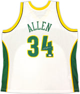 Seattle Sonics Ray Allen Autographed White Authentic Mitchell & Ness 2006-07 Ray Allen HWC Swingman Jersey Size XXL Beckett BAS Witness Stock #221296