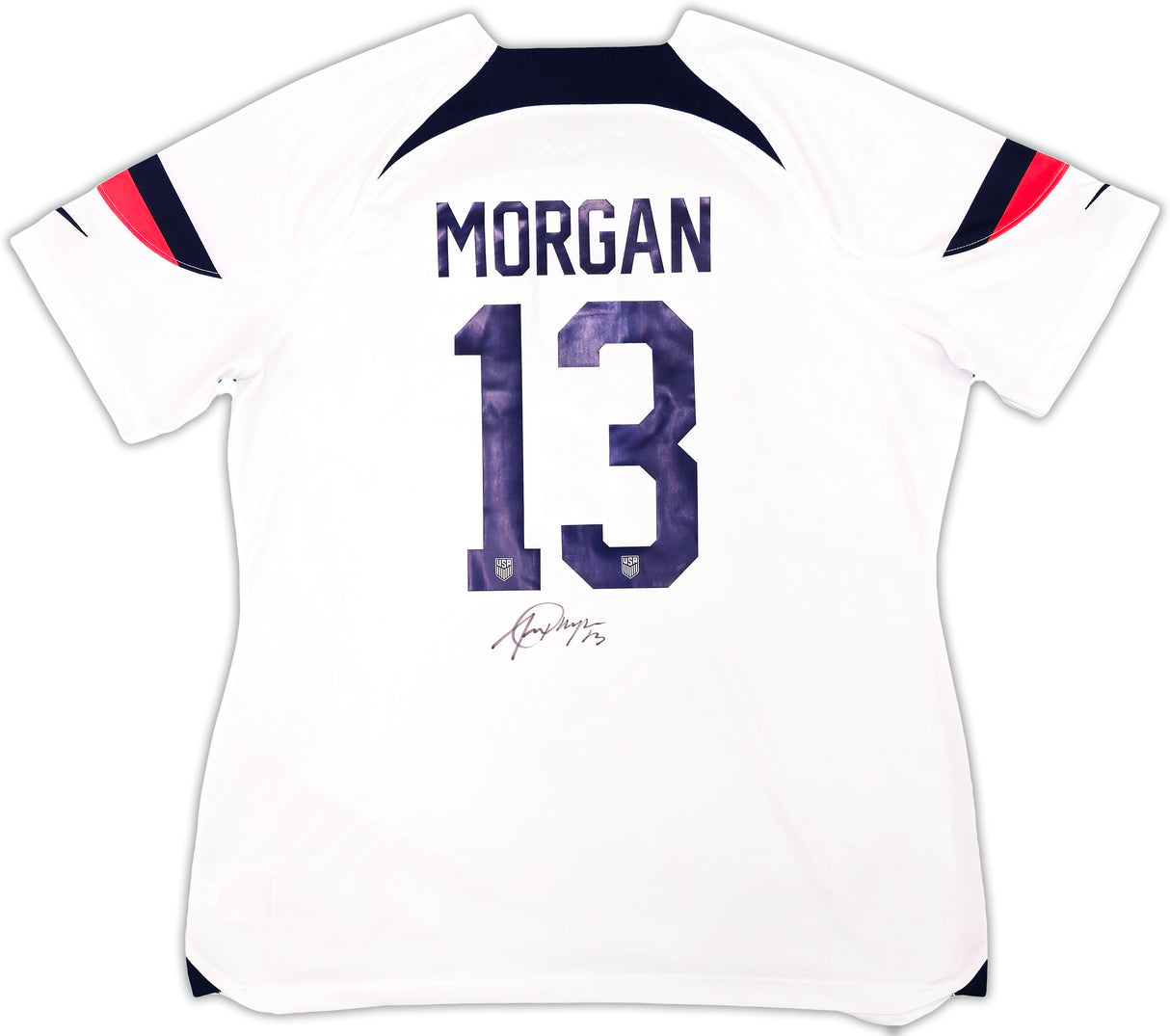 Team USA Alex Morgan Autographed White Nike Jersey Womens Size XL Beckett BAS Witness Stock #221523