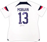 Team USA Alex Morgan Autographed White Nike Jersey Womens Size XL Beckett BAS Witness Stock #221523