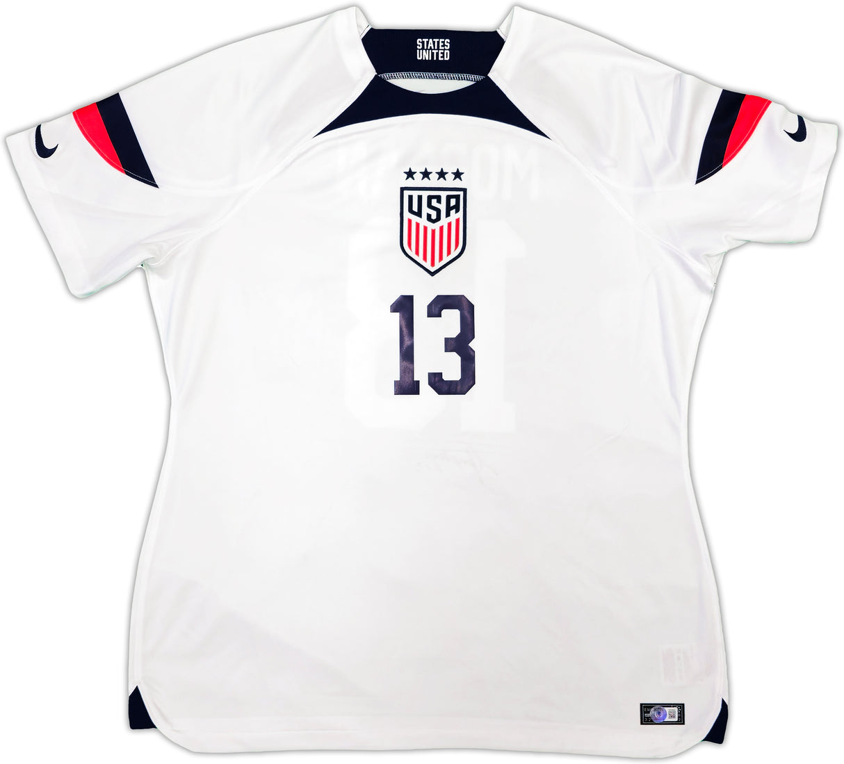 Team USA Alex Morgan Autographed White Nike Jersey Womens Size XL Beckett BAS Witness Stock #221523