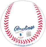 Evan Carter Autographed Official 2023 World Series Logo MLB Baseball Texas Rangers Beckett BAS Witness Stock #221324