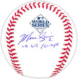 Marcus Semien Autographed Official 2023 World Series Logo MLB Baseball Texas Rangers "23 WS Champs" Beckett BAS Witness Stock #221325
