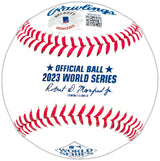 Josh Jung Autographed Official 2023 World Series Logo MLB Baseball Texas Rangers Beckett BAS Witness Stock #221328