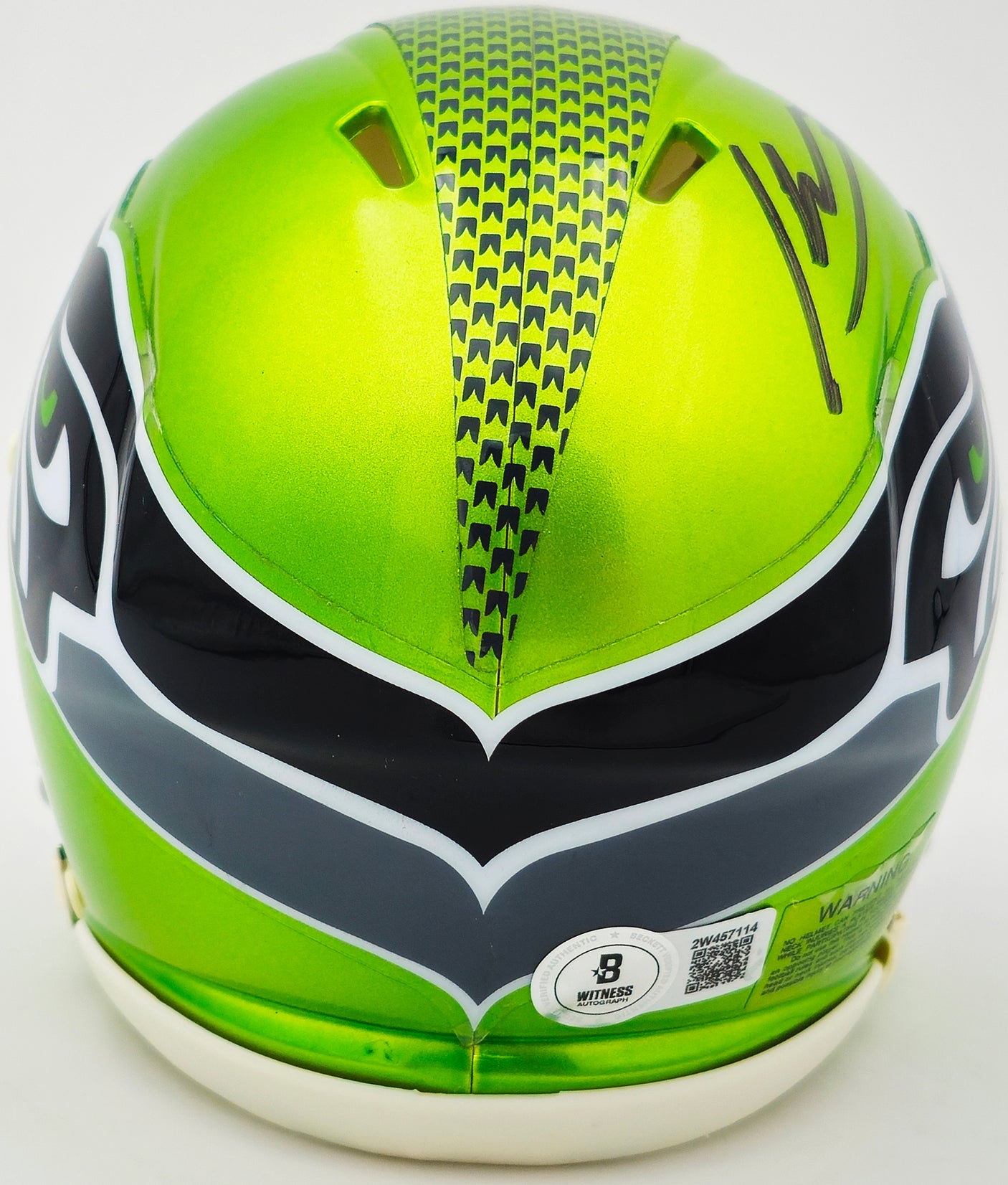 Kenneth Walker III Autographed Seattle Seahawks Flash Green Speed Mini Helmet Beckett BAS Witness Stock #235707