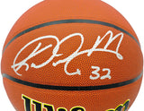John Stockton & Karl Malone Autographed Composite Leather Utah Jazz Logo Basketball Beckett BAS Witness Stock #235782