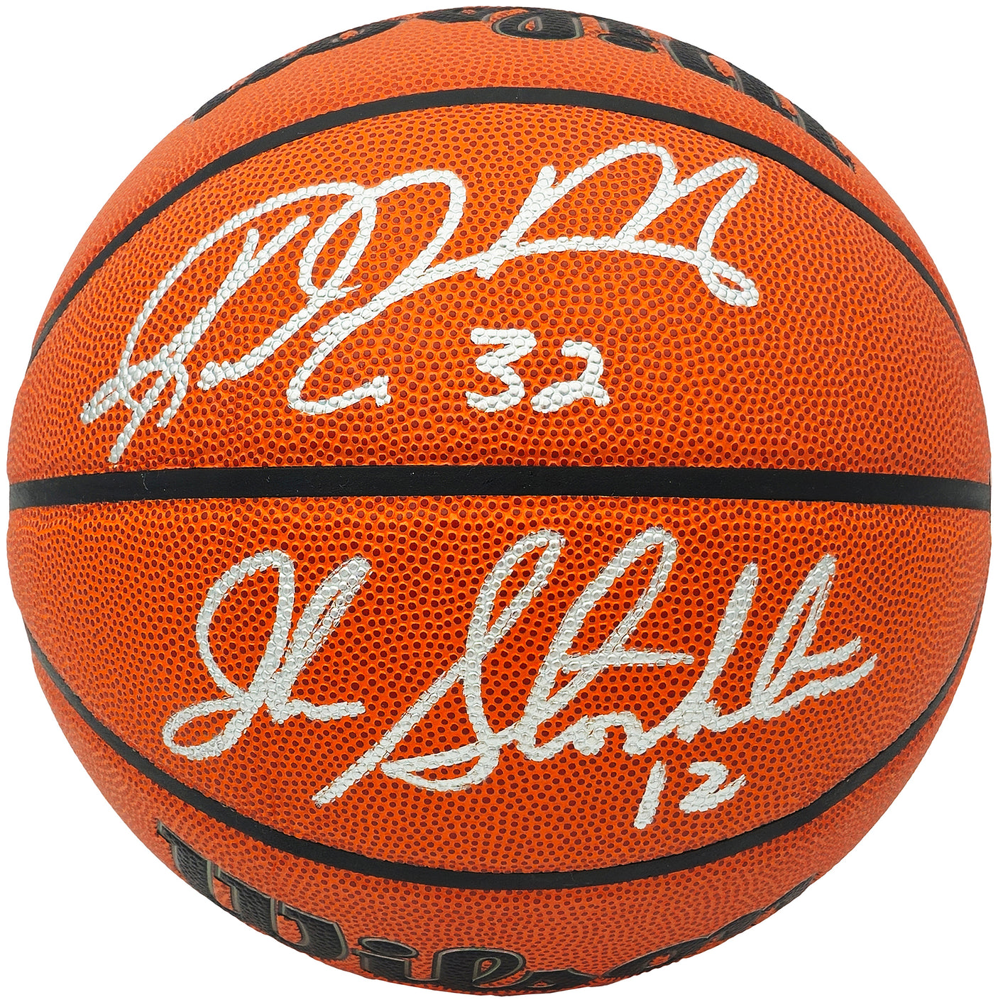 John Stockton & Karl Malone Autographed Authentic Series Indoor/Outdoor IO Basketball Utah Jazz Beckett BAS Witness Stock #235781