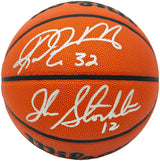 John Stockton & Karl Malone Autographed Authentic Series Indoor/Outdoor IO Basketball Utah Jazz Beckett BAS Witness Stock #235781