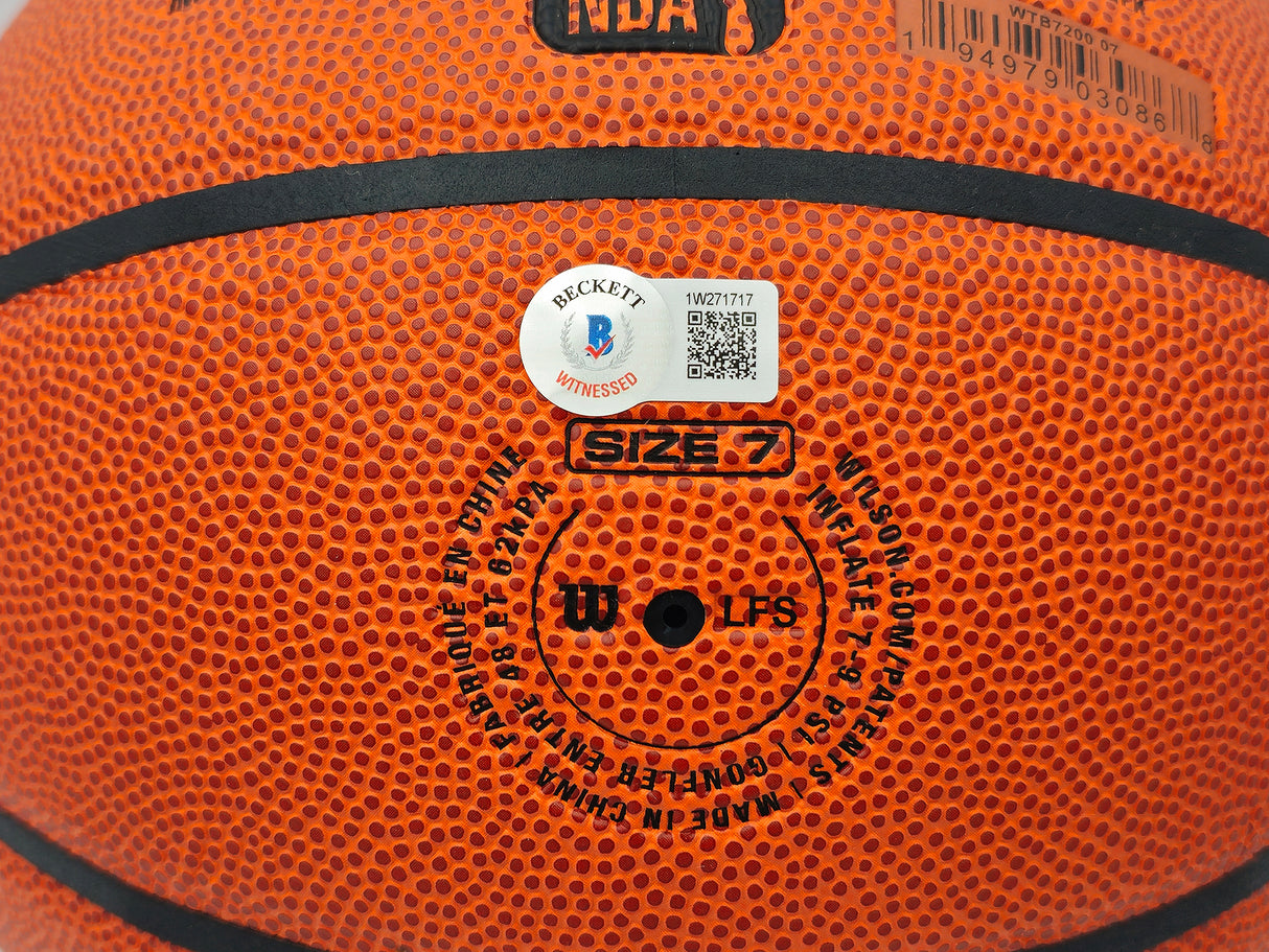 John Stockton & Karl Malone Autographed Authentic Series Indoor/Outdoor IO Basketball Utah Jazz Beckett BAS Witness Stock #235781