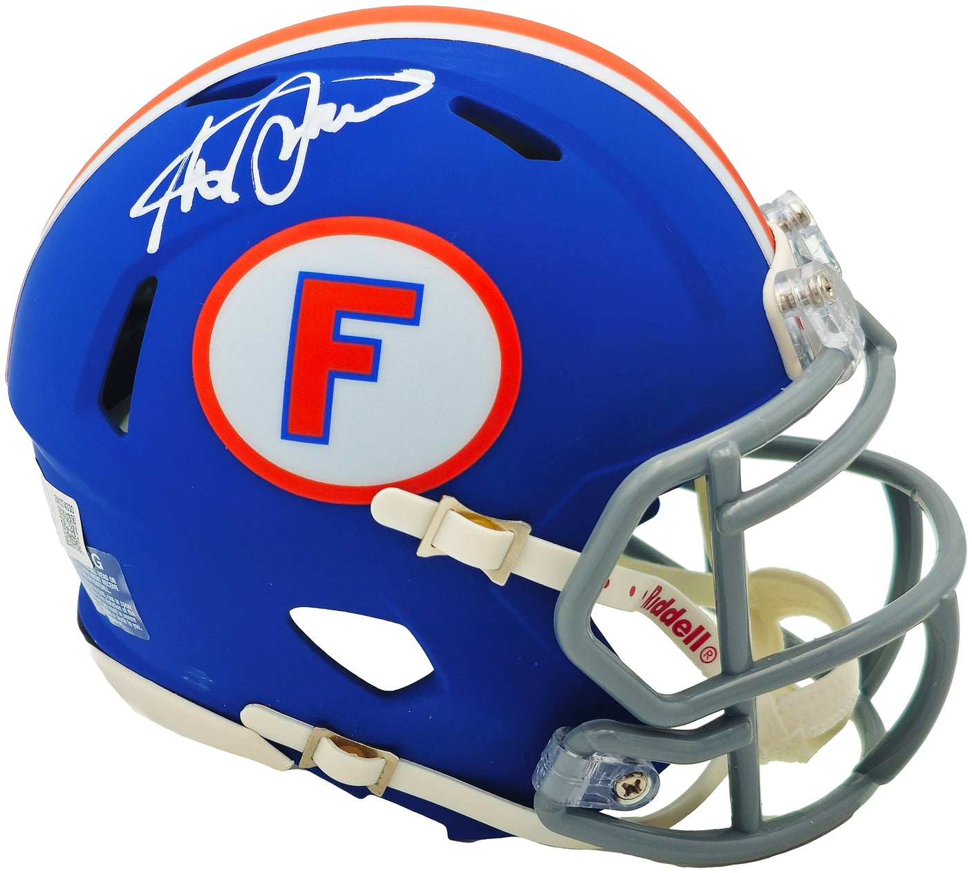 Steve Spurrier Autographed Florida Gators Blue Throwback Speed Mini Helmet Beckett BAS Witness Stock #236154