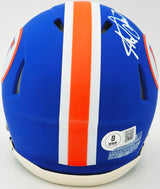 Steve Spurrier Autographed Florida Gators Blue Throwback Speed Mini Helmet Beckett BAS Witness Stock #236154
