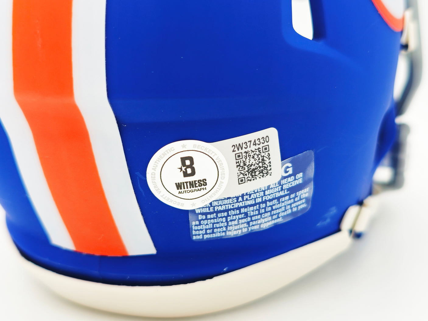 Steve Spurrier Autographed Florida Gators Blue Throwback Speed Mini Helmet Beckett BAS Witness Stock #236154