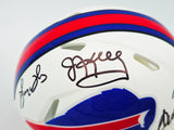 Jim Kelly, Thurman Thomas & Andre Reed Autographed Buffalo Bills Team Greats White Speed Mini Helmet Beckett BAS Witness Stock #236172