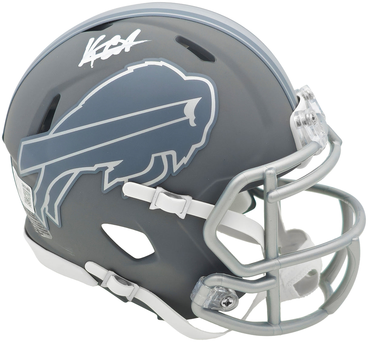 Keon Coleman Autographed Buffalo Bills Slate Gray Speed Mini Helmet Beckett BAS Witness Stock #236175