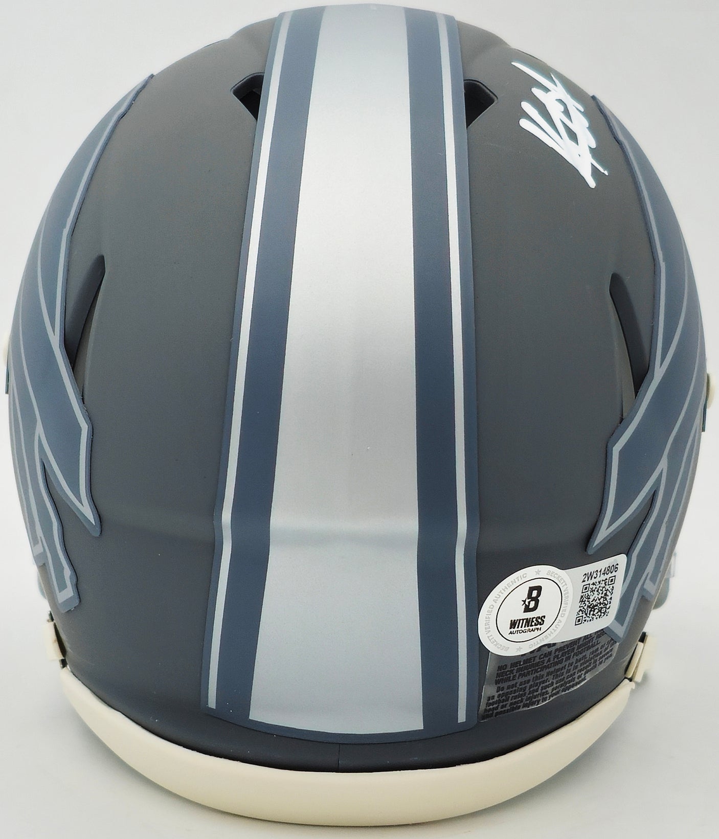 Keon Coleman Autographed Buffalo Bills Slate Gray Speed Mini Helmet Beckett BAS Witness Stock #236175