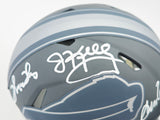 Jim Kelly, Thurman Thomas & Andre Reed Autographed Buffalo Bills Team Greats Slate Gray Speed Mini Helmet Beckett BAS Witness Stock #236173