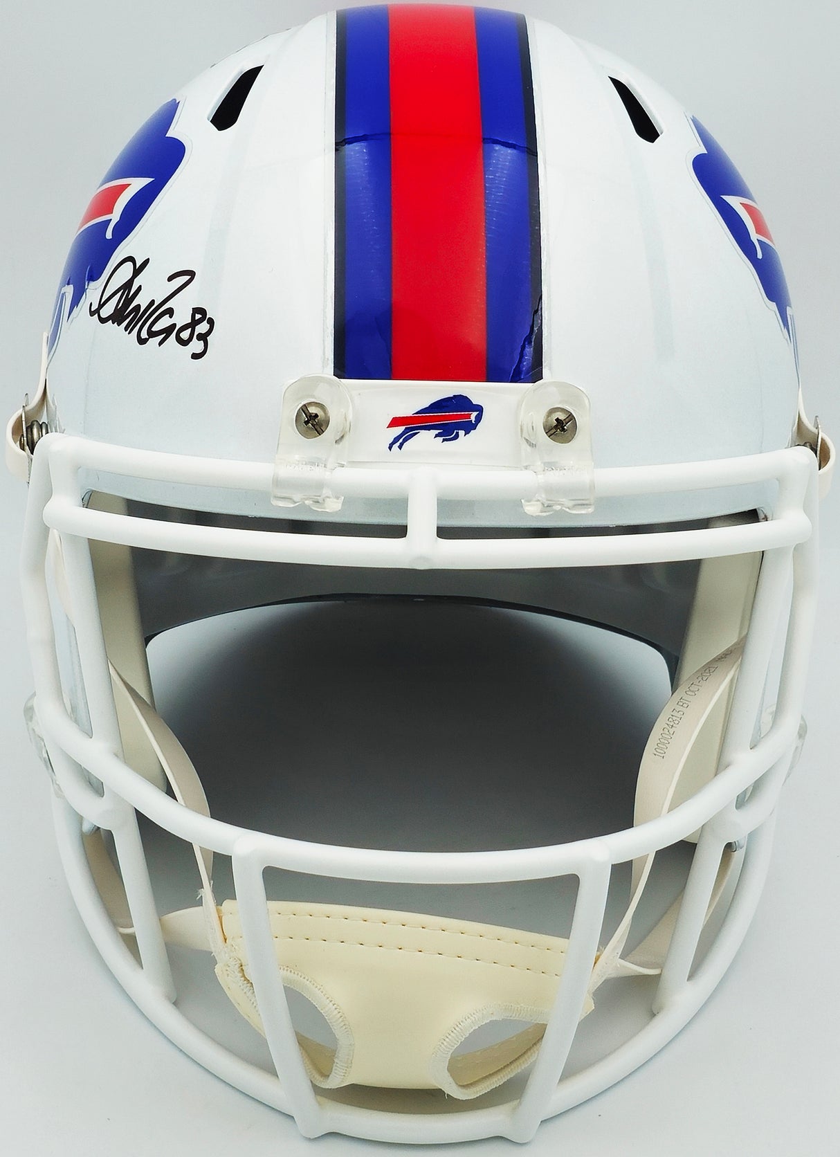 Jim Kelly, Thurman Thomas & Andre Reed Autographed Buffalo Bills Team Greats White Full Size Speed Replica Helmet Beckett BAS Witness Stock #236171