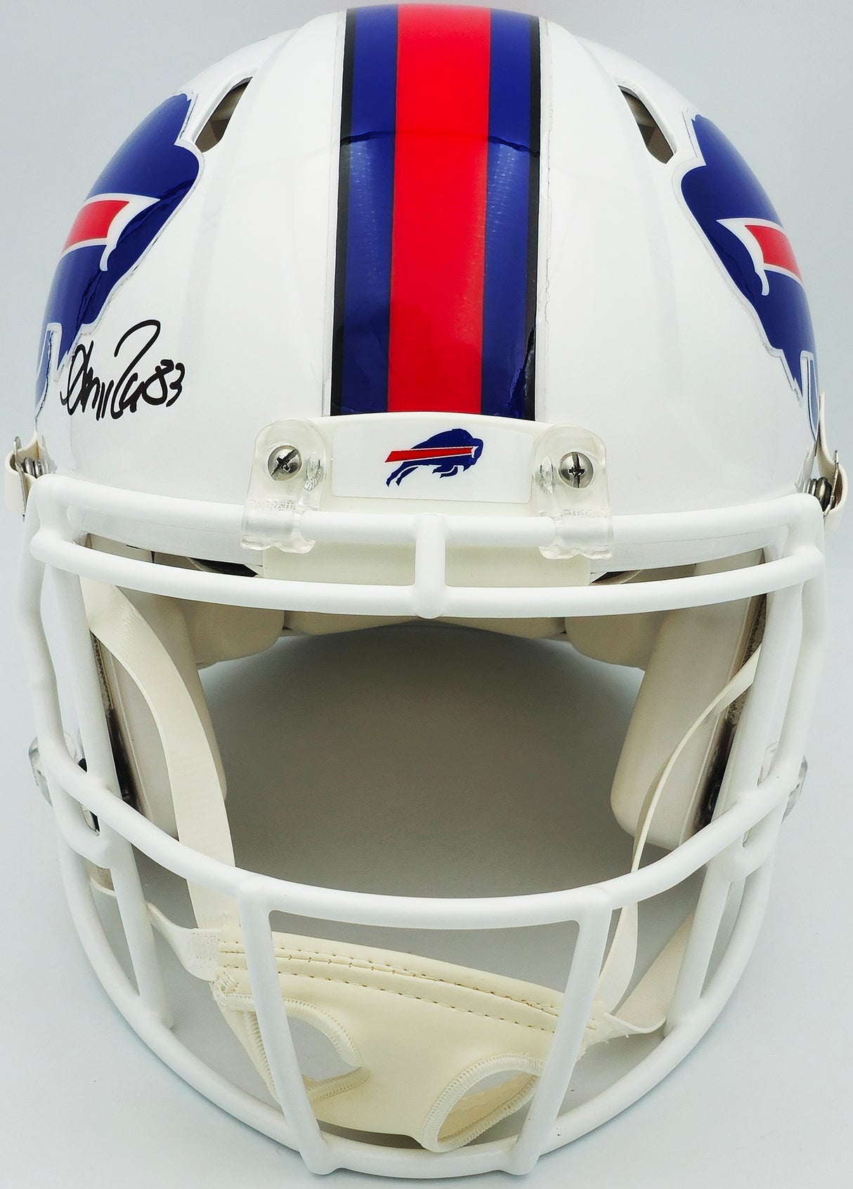 Jim Kelly, Thurman Thomas & Andre Reed Autographed Buffalo Bills Team Greats White Full Size Speed Authentic Helmet Beckett BAS Witness Stock #236170