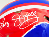Jim Kelly, Thurman Thomas & Andre Reed Autographed Buffalo Bills Team Greats Red 1987-01 Throwback Full Size Speed Authentic Helmet Beckett BAS Witness Stock #236169